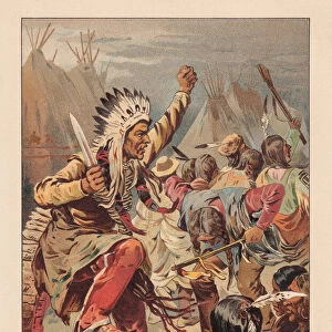 Sioux indian, war dance, lithograph, published in 1891