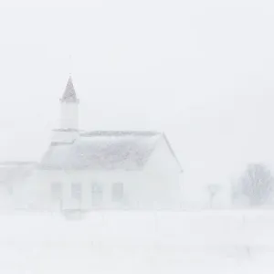 Skeidflotur Church in a blizzard in Iceland Skeidflotur Church in a blizzard in Iceland