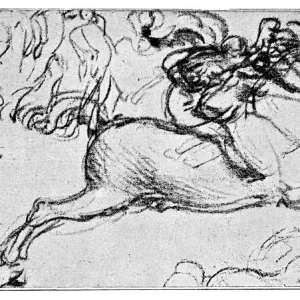 Leonardo Da Vinci's Battle Scene Print Leonardo Da Vinci's Battle Scene Print