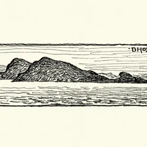 Sketch of Island of Dokos, Greece, 19th Century Sketch of Island of Dokos, Greece, 19th Century