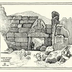 Sketch of the Lion Gate, Mycenae, Greece Sketch of the Lion Gate, Mycenae, Greece