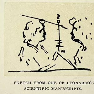 Sketch of two men from Leonardo Di Vinci's note book, renaissance art
