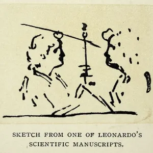 Sketch of two men from Leonardo Di Vinci's note book, renaissance art Sketch of two men from Leonardo Di Vinci's note book, renaissance art