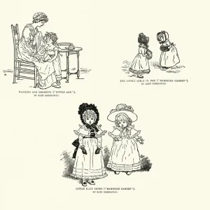 Sketches of Little girls by Kate Greensway, 19th Century Sketches of Little girls by Kate Greensway, 19th Century