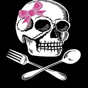 Skull with Bow; Fork and Spoon