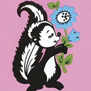 Skunk Holding Flowers