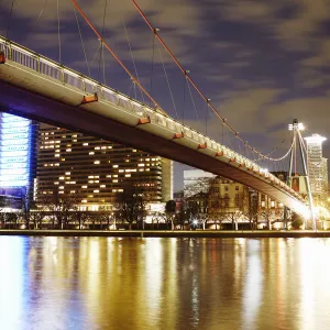 Skyline of Frankfurt with Bridge Holbeinsteg