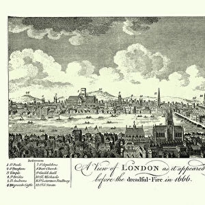 Skyline of London, before the Great Fire, 17th Century