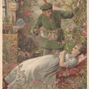 Sleeping Beauty Lithograph Print, 1891 Sleeping Beauty Lithograph Print, 1891