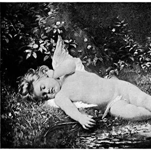 Sleeping Cupid by Leon Jean Basile Perrault - 19th Century
