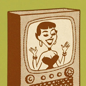 Smiling Woman on TV