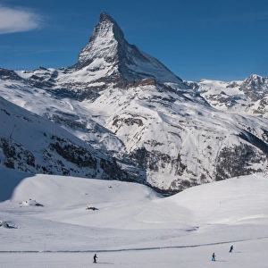 Snow ski track with Matterhorn background