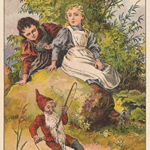 Snow White and Rose Red, lithograph, published c. 1895