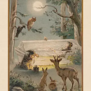 Schneewittchen (von den Zwillingen Grimm), Chromolithografie, veröffentlicht 1898 Schneewittchen (von den Zwillingen Grimm), Chromolithografie, veröffentlicht 1898