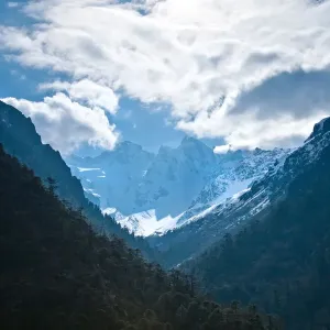 Snowy mountain landscape in Sikkim, India Snowy mountain landscape in Sikkim, India