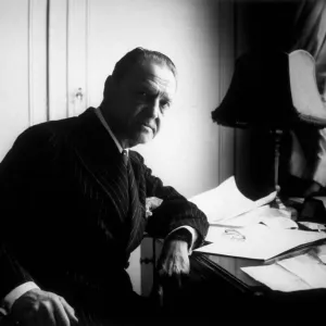 Somerset Maugham at Work in London Hotel Print circa 1940 Somerset Maugham at Work in London Hotel Print circa 1940