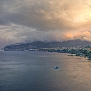 Sorrento and Bay of Naples stormy sunset