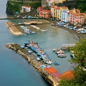 Sorrento colourful small harbour aerial view