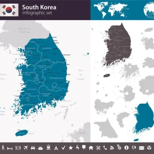 South Korea - Infographic map - illustration South Korea - Infographic map - illustration