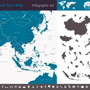 Southeast Asia - Infographic map - illustration Southeast Asia - Infographic map - illustration