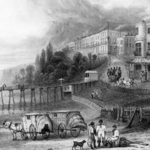 Southend Seaside Print circa 1831, a vintage view of the bathing beach Southend Seaside Print circa 1831, a vintage view of the bathing beach