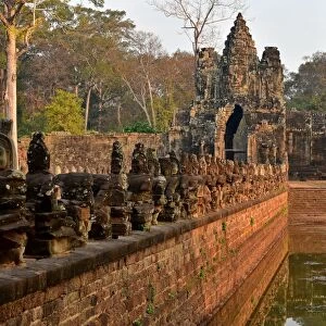 Southgate bridge and gateway Angkor Siem Reap Cambodia