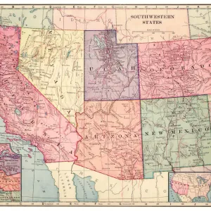 Southwestern states map 1892