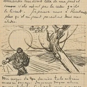 The Sower, Letter to Theo from Arles, c. 25 November 1888. Artist: Gogh, Vincent, van (1853-1890) The Sower, Letter to Theo from Arles, c. 25 November 1888. Artist: Gogh, Vincent, van (1853-1890)