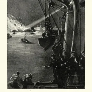 Spanish officers and men going the rescue survivors of the USS Maine, Havana Harbor Spanish officers and men going the rescue survivors of the USS Maine, Havana Harbor