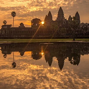 The spectacular landscape of Angkor Wat the world heritage site of Cambodia during the sunrise