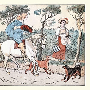 Squire flirting with milkmaid, Victorian, 19th Century