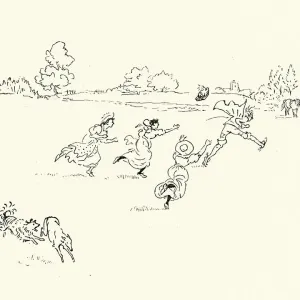 The squire running away from the milkmaids, Nursery Rhyme The squire running away from the milkmaids, Nursery Rhyme