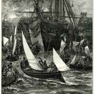 Vintage Engraving Print of SS Great Western Arrival at New York Vintage Engraving Print of SS Great Western Arrival at New York