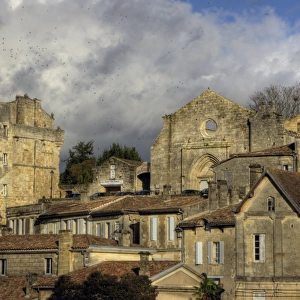 St Emilion old town stone buildings rooftops