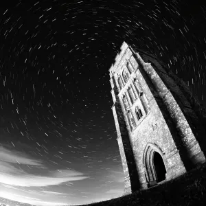 St Michael's Tower at Glastonbury under Star Trails Print St Michael's Tower at Glastonbury under Star Trails Print