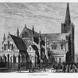 St. Patricks Cathedral in Dublin, Ireland Victorian Engraving, 1840 St. Patricks Cathedral in Dublin, Ireland Victorian Engraving, 1840