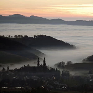 St. Peter at atmospheric inversion in autumn, Black Forest, Baden-Wuerttemberg, Germany, Europe