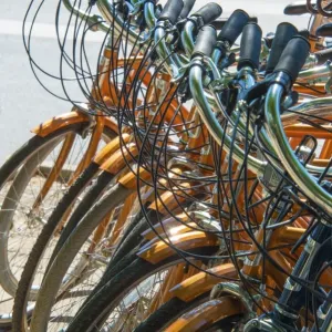 Stack of Identical Bicycles