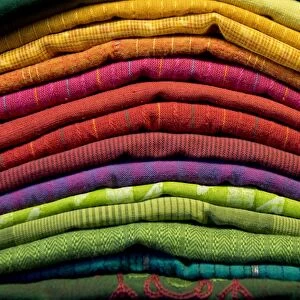 Stacked colourful towels, Kerala, India
