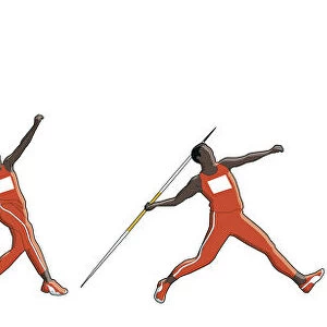 Four stages of javelin athlete executing a throw