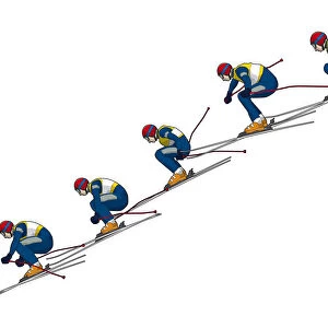 Five stages of slalom racer making jump