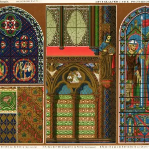 stained glass windows in Basilica of St. Denis, Sainte-Chapelle and Cathedral of Chartres stained glass windows in Basilica of St. Denis, Sainte-Chapelle and Cathedral of Chartres