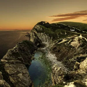 Stair Hole Sunset Print at Lulworth Cove