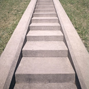 Stairs Leading Up To Field Park Grass