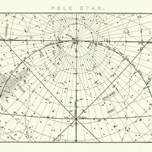 19th Century Vintage Star Chart Print of Polaris