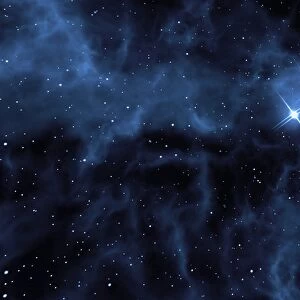 Starry sky with distant galaxy, 3D illustration