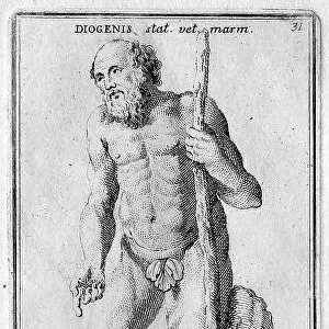 Statue of Diogenes, from the Museum of Villa Albani, historical Rome, Italy, digital reproduction of an 18th century original, original date not known