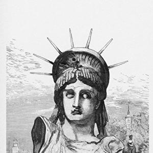 Statue of Liberty On Display in Paris Victorian Engraving, 1878