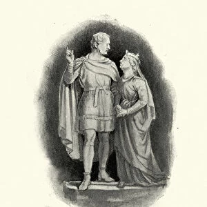 Statue of Prince Albert and Queen Victoria in Medieval costume