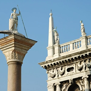 Statue of Saint Teodoro of Amasea San Marco square, Venice, Italy